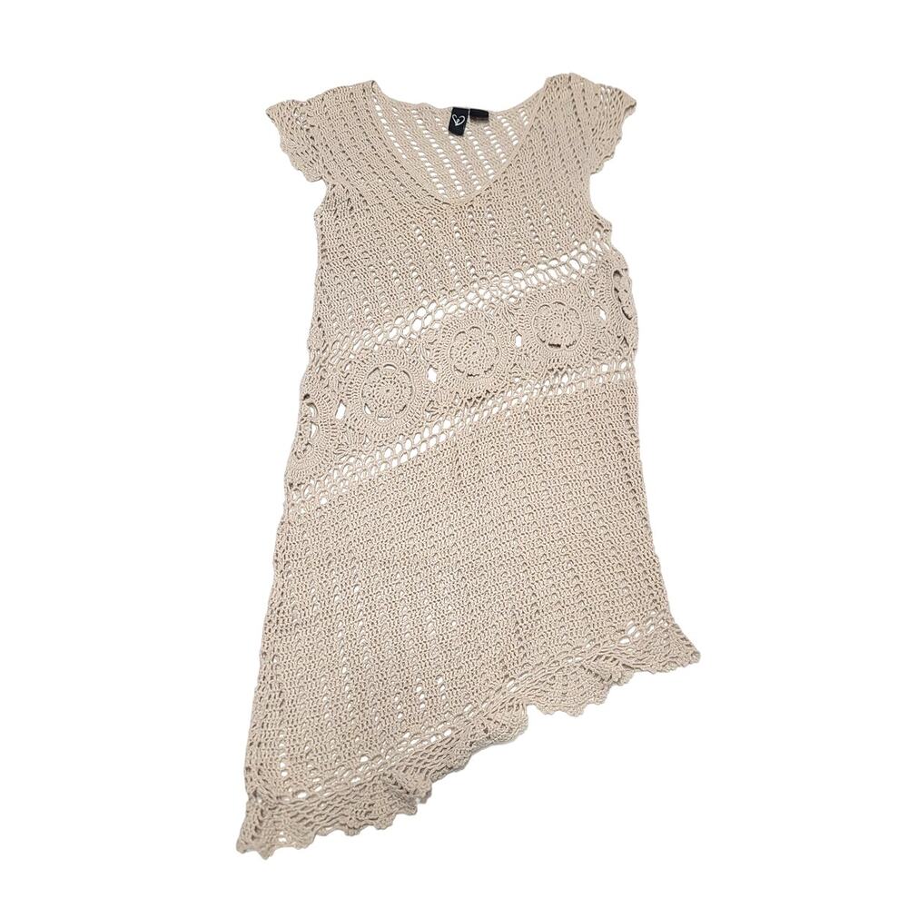 Windsor 90s crochet asymmetrical dress ivory women's size medium